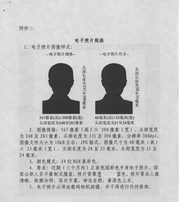 电子照片规格